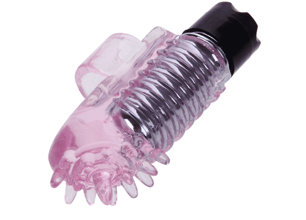 Baile mini finger vibrator aus silikon in rosa mit schwarzer texturkappe und geriffeltem spiked design