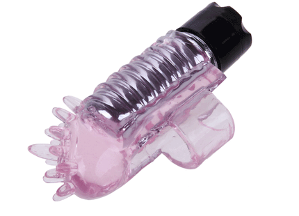 Baile mini finger vibrator aus silikon in pink translucent mit schwarzer strukturierter kappe