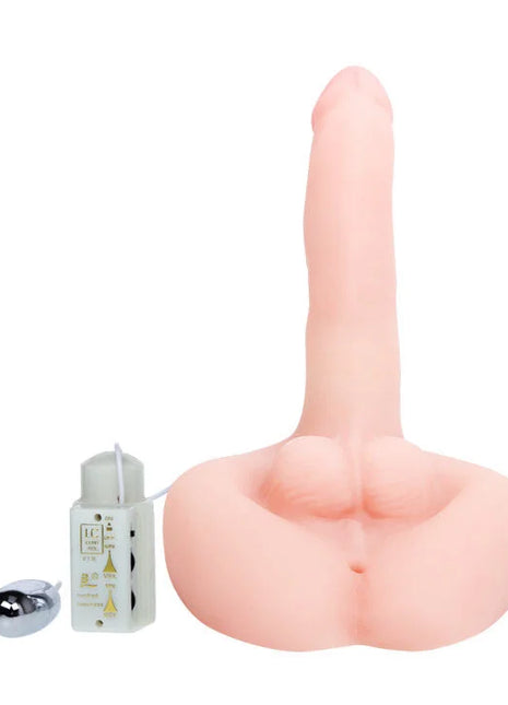 Pink silikon realistischer penis und anusmasturbator mit fernbedienung und silberner kugel von BAILE