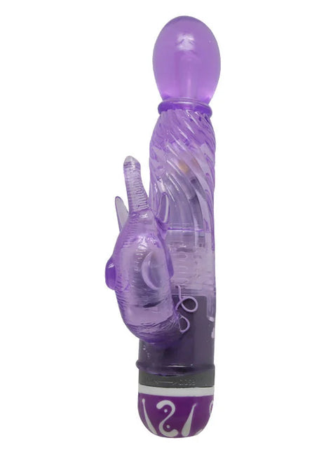 Baile multispeedvibrator mit fliederstimulator lila transparenter kunststoff hase mit gedrehtem design und weißen wirbeln