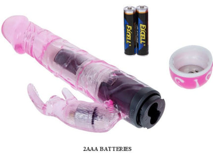 Baile multispeedvibratoren mit kaninchen aus pinkem transparentem kunststoff und schwarzem batteriefach