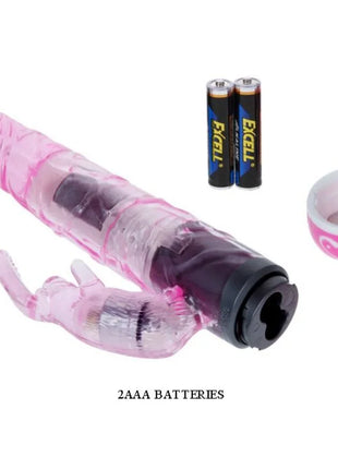 Baile multispeedvibratoren mit kaninchen aus pinkem transparentem kunststoff und schwarzem batteriefach