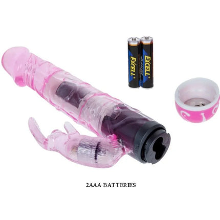 Baile multispeedvibratoren mit kaninchen aus pinkem transparentem kunststoff und schwarzem batteriefach