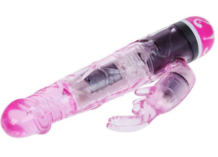 Pink transparenter baile multispeedvibrator aus kunststoff mit abnehmbarem klauenaufsatz und swirlmustern am griff