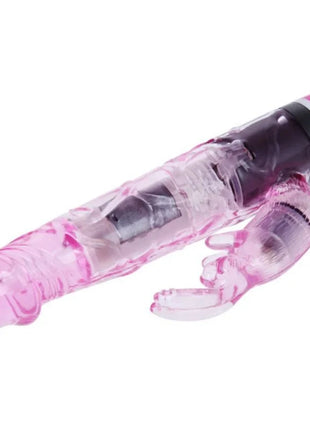 Pink transparenter baile multispeedvibrator aus kunststoff mit abnehmbarem klauenaufsatz und swirlmustern am griff