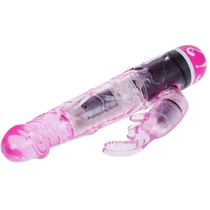 Pink transparenter baile multispeedvibrator aus kunststoff mit abnehmbarem klauenaufsatz und swirlmustern am griff