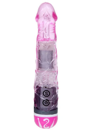 Pink transluzenz silikon multispeed vibrator mit kaninchenform und texturierter oberfläche und bedientasten