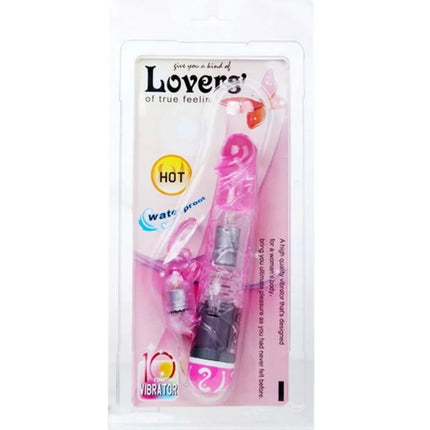 Baile multigeschwindigkeitsvibrator mit kaninchen aus transparentem pinkem kunststoff mit schwarzer basis und silberakzenten im transparenten verpackung