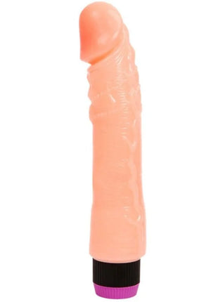 Peachfarbener silikonvibrator mit strukturierter oberfläche und schwarzem lila sockel 24 cm von baile