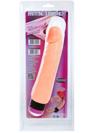 Pink weißer silikon vibrator für frauen mit schwarzer basis in transparenter blisterverpackung 24 cm flexibel realistisch