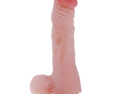 Pink silikon realistisches männliches genitalmodell mit strukturierter oberfläche und abgerundetem sockel 21.6 cm
