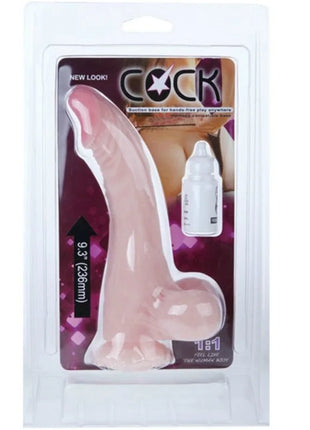 Baile natürlicher realistischer haandildo in pink aus silikon mit weißer squeeze-flasche in klarer plastikverpackung