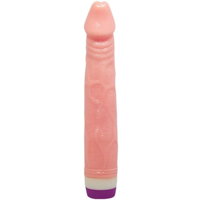 Baile natürlicher realistischer vibrator 22 cm aus pink silikon mit strukturierter oberfläche und lila weißem sockel
