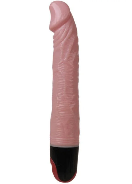 Pink farbiger silikonvibrator mit strukturierter oberfläche und schwarzem roten sockel von baile