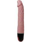 Pink farbiger silikonvibrator mit strukturierter oberfläche und schwarzem roten sockel von baile