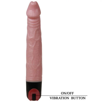 Baile natürlicher vibrator in pink silikon mit strukturierter oberfläche und schwarzer basis mit rotem knopf