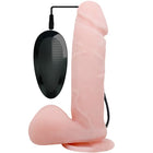 Pink silikon realistischer dildo mit vibration und schwarzer strukturierter steuerungseinheit von baile