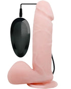 Pink silikon realistischer dildo mit vibration und schwarzer strukturierter steuerungseinheit von baile