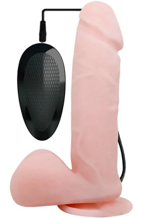 Pink silikon realistischer dildo mit vibration und schwarzer strukturierter steuerungseinheit von baile