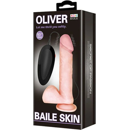 Baile oliver realistischer dildo mit vibration 9,5 zoll silikon in hautfarben mit schwarzer steuerungseinheit
