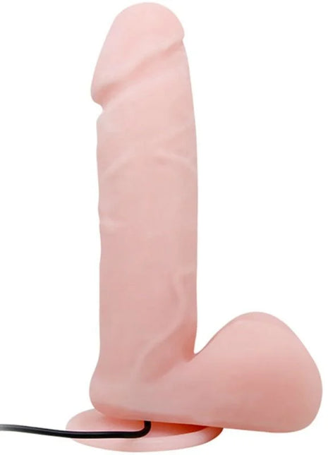 Pink silikon vibrator mit rotationsfunktion und schwarzem kabel von baile mit abgerundetem kopf und basis