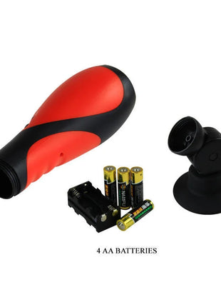 Roter und schwarzer ergonomischer baile oral sex lover 30v flashlight mit abnehmbarer kopf und adapter