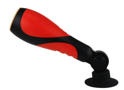 Roter und schwarzer ergonomischer handgriff mit saugnapfbasis für baile oral sex lover 30v mit adapter
