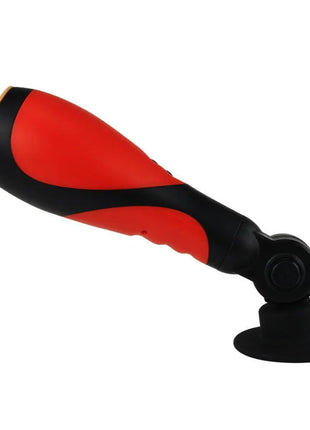 Roter und schwarzer ergonomischer handgriff mit saugnapfbasis für baile oral sex lover 30v mit adapter