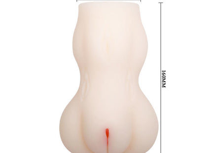 Creamfarbener silikon-analplug mit glatter realistischer textur und roten details am sockel von baile passion lady vagina masturbator