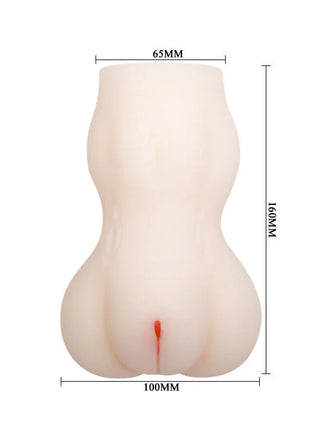Creamfarbener silikon-analplug mit glatter realistischer textur und roten details am sockel von baile passion lady vagina masturbator