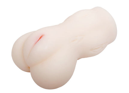 Cremefarbener silikon-analplug mit realistischen konturen und dezenter roter innendetail im baile passion lady vagina masturbator