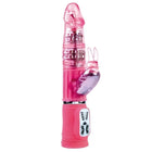 Rosa durchscheinender kaninchenvibrator baile passion rock bunny rampante 10f mit klarem segmentiertem schaft und lila ohren
