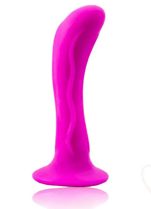 Vibranter pinker silikon analplug mit glattem, gebogenem design und strukturierter oberfläche von BAILE Passion Starker Saugstecker unisex