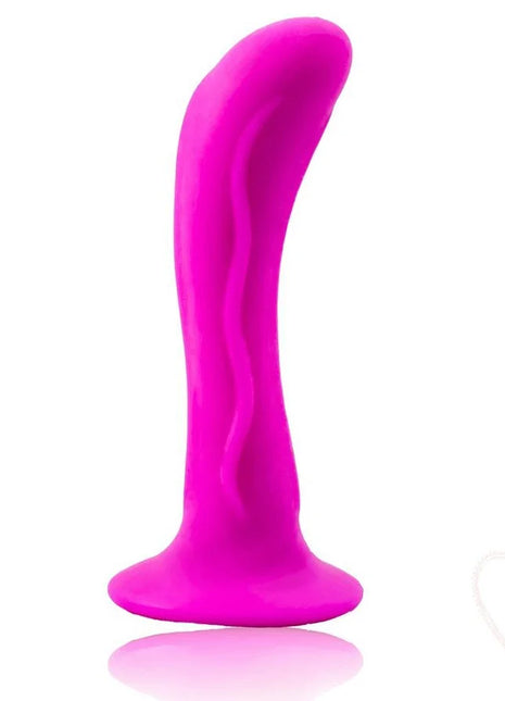 Vibranter pinker silikon analplug mit glattem, gebogenem design und strukturierter oberfläche von BAILE Passion Starker Saugstecker unisex