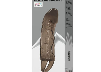 Transparent braunes silikon verlängert device für männer in der verpackung baile penis extender cover mit gurt schwarz 13,5 cm