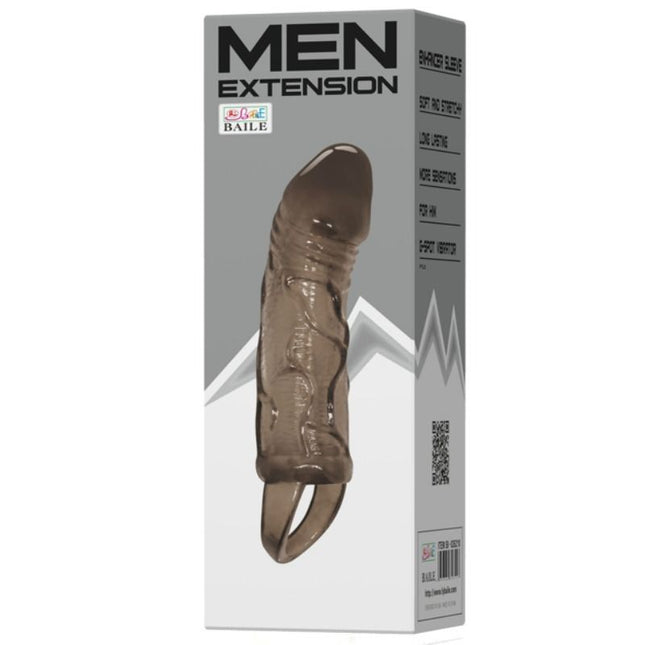 Transparent braunes silikon verlängert device für männer in der verpackung baile penis extender cover mit gurt schwarz 13,5 cm