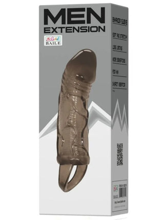 Transparent braunes silikon verlängert device für männer in der verpackung baile penis extender cover mit gurt schwarz 13,5 cm