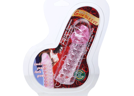 Baile penis extender cover in rosa und transparent mit gittermuster in geformter plastikverpackung
