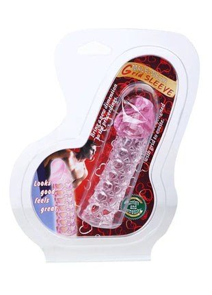 Baile penis extender cover in rosa und transparent mit gittermuster in geformter plastikverpackung
