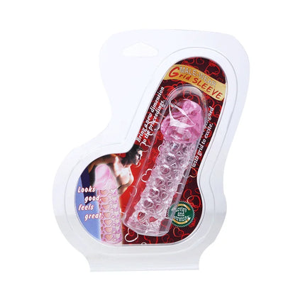 Baile penis extender cover in rosa und transparent mit gittermuster in geformter plastikverpackung