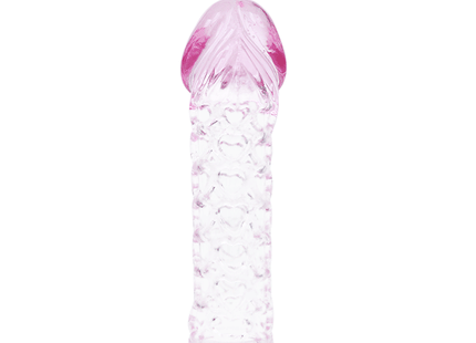 Baile penis extender cover klarer silikon dildo mit rosa getöntem kopf und diamantmusterstruktur