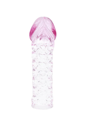 Baile penis extender cover klarer silikon dildo mit rosa getöntem kopf und diamantmusterstruktur