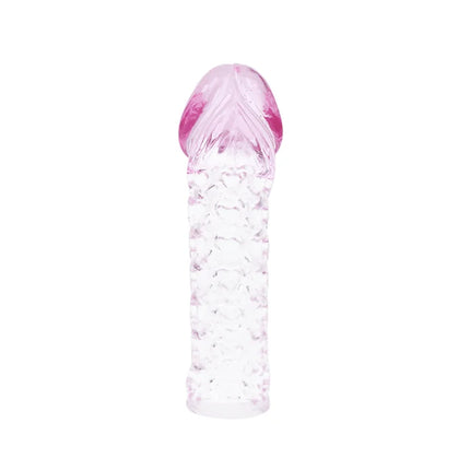 Baile penis extender cover klarer silikon dildo mit rosa getöntem kopf und diamantmusterstruktur