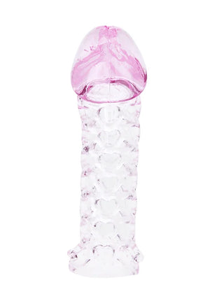 Transparent pink und klare silikon peniserweiterungsabdeckung mit herzförmigen strukturierten rillen von BAILE