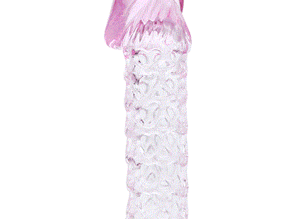 Transparent pink texturierter dildo mit glänzendem finish und gerillter oberfläche baile penis extender cover