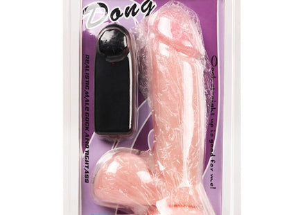 Rosafarbener silikon realistischer penis love clone dong mit vibrator und schwarzer fernbedienung in durchsichtiger verpackung