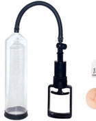 Baile penis vakuumsystem mit schwarzem und klarem glas, flexiblem schlauch, griff und basis zur penisvergrößerung