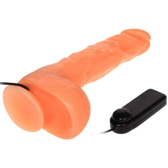 Orange silikon vibrator dildo mit realistischer vibration und schwarzer fernbedienung von baile