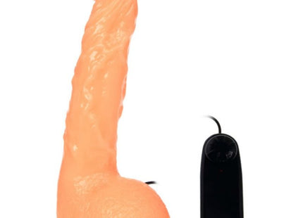 Peachfarbener silikon-dildo mit realistischem vibrationsgefühl und schwarzem batteriepack von BAILE