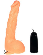 Peachfarbener silikon-dildo mit realistischem vibrationsgefühl und schwarzem batteriepack von BAILE